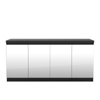 Manhattan Comfort 103653 Viennese 62.99 in. 6- Shelf Buffet Cabinet with Mirrors in Black Matte